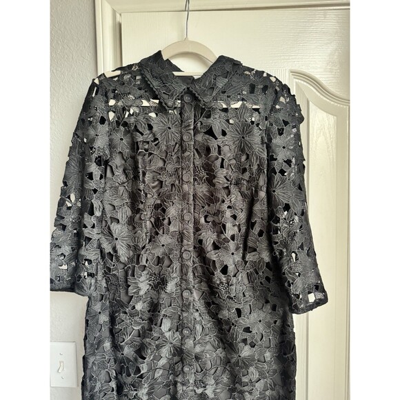 NWT Karl Lagerfeld Paris Floral Black Lace Embroidery Dress Women Size 8 - Picture 5 of 10